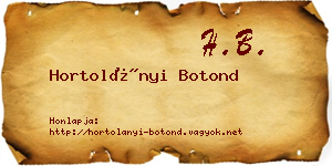 Hortolányi Botond névjegykártya
